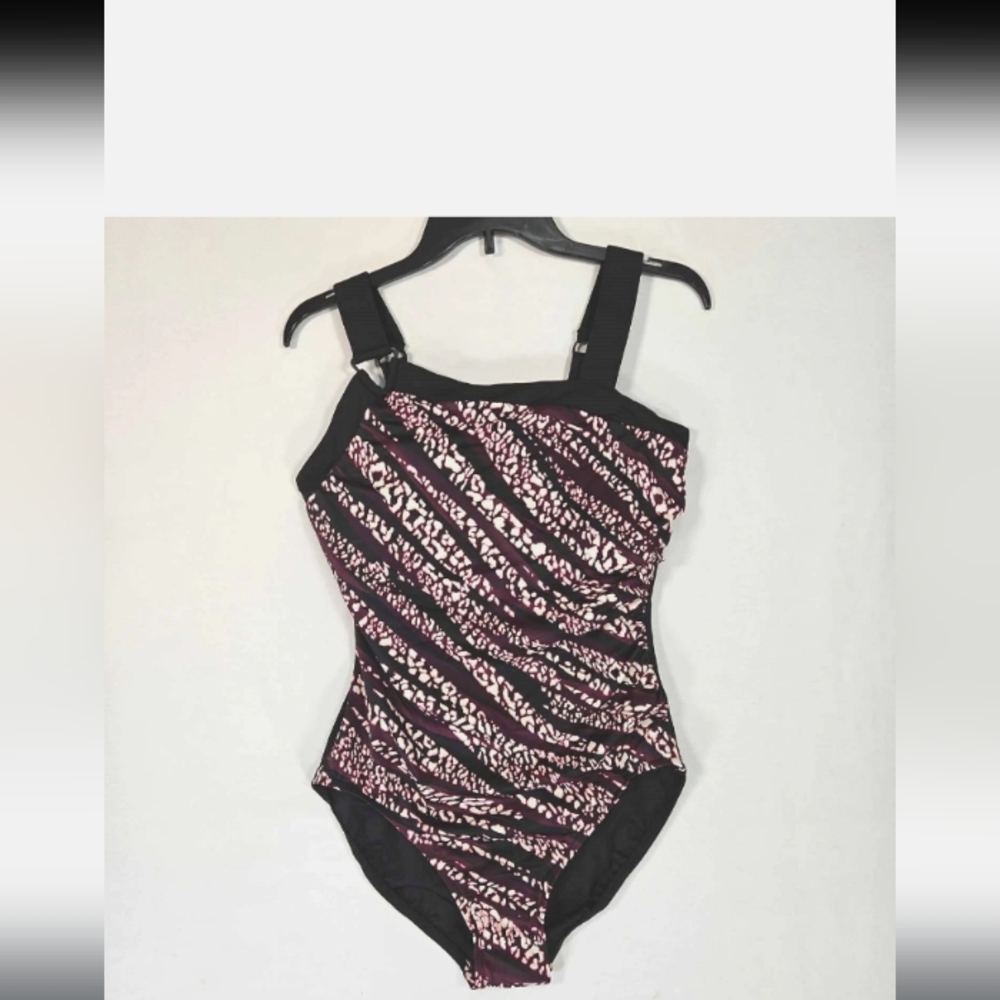 Black And Purple 1 Piece Swimsuit NWT